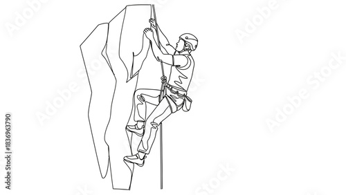 "Illustration of a rock climber scaling a cliff, showcasing outdoor adventure and athleticism."