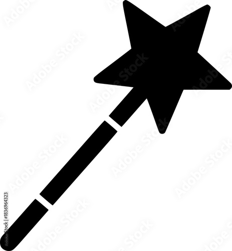 Magic Wand Sparkle Silhouette Vector Icon
