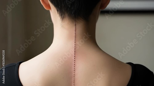 Elegant vision of a woman's neckline with precise symmetry and delicate details