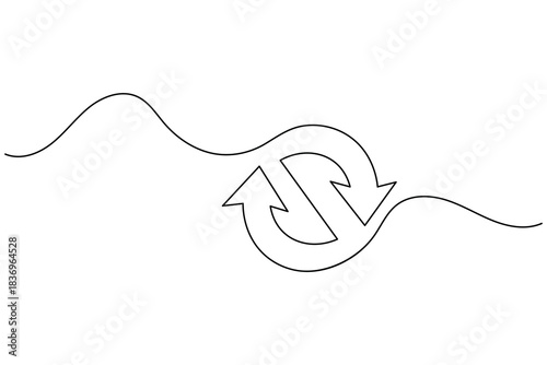 Continuous loop arrows with wavy line graphic design element