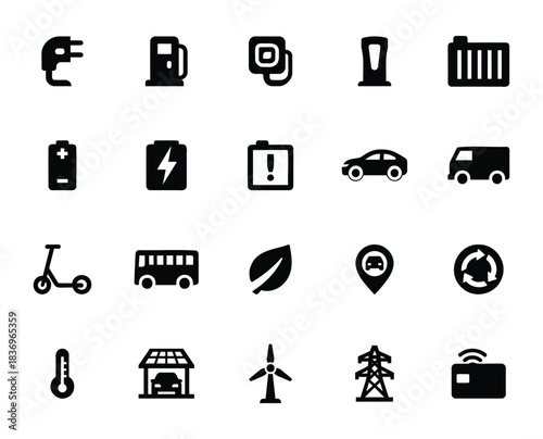 Electric Vehicle And Charging Icons