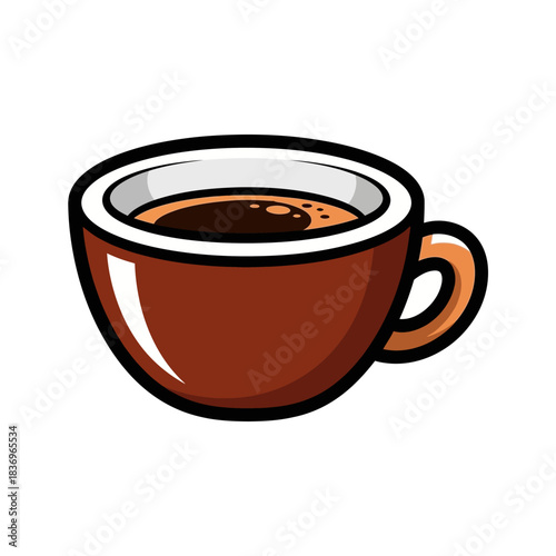 Stylized Illustration of a Hot Coffee Beverage in a Classic Mug for Caf? Themes