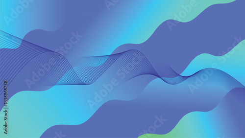 Dynamic Blue and Turquoise Gradient Waves with Subtle Linear Overlay