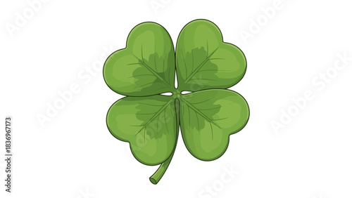Lucky four-leaf clover illustration symbolizing good fortune and serendipity on a white background, a symbol of luck