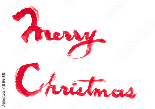 MerryChristmas　手書き水彩の赤い文字