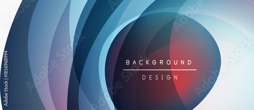 Abstract flowing shapes create dynamic background. Blue, purple hues dominate design with light effects. Modern, clean aesthetic.