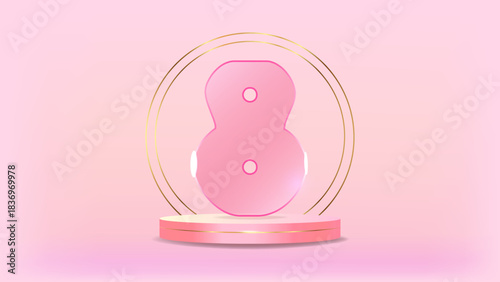 March 8 International Womens Day Celebrate holiday. Symbol of equality strength and femininity. For marketing banner social media and campaign. Vector illustration.