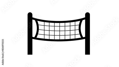Volleyball Net Icon Illustration – Sports Court Equipment Silhouette Symbol