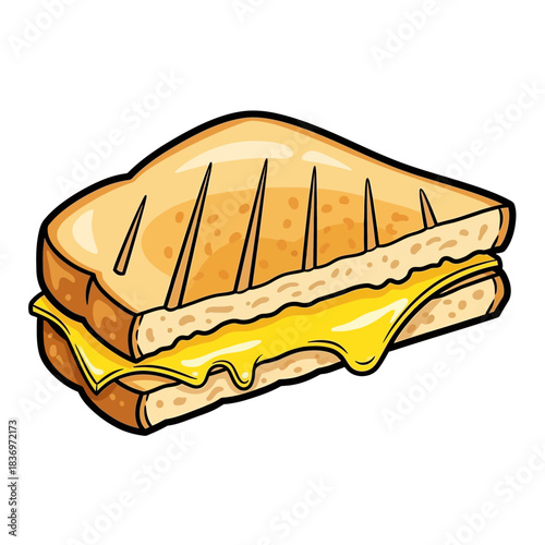 Delicious breakfast sandwich featuring toasted bread melted cheese and egg in