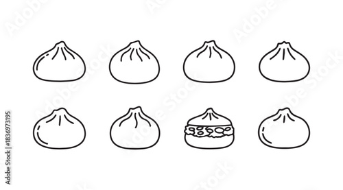 Hand drawn dim sum collection featuring steamed dumplings and buns sketch style vector