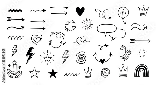 Hand drawn doodle icons set