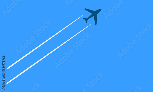 a plane in blue sky with text space, Travel copy space template background. Flat vector illustration design