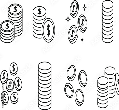 Artificial Intelligence and Cybernetics Outline Vector Icon Set