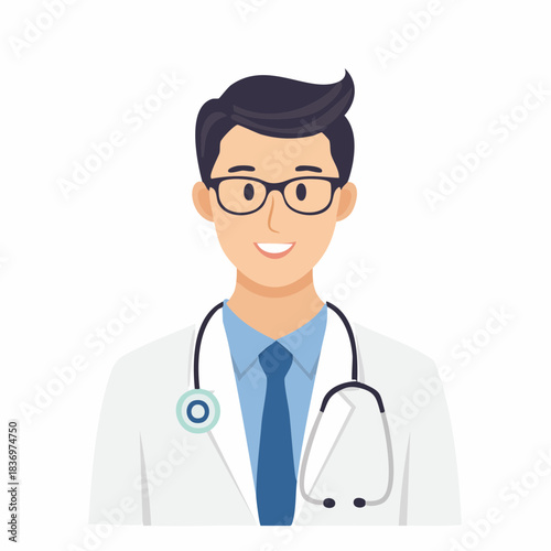 Friendly Male Doctor or Medical Professional Icon Ready for Healthcare Consultation and Patient Care