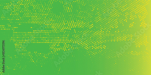 Green gradient abstract vector business long banner template. Business minimal background with halftone circle frame. Vektor illustration.