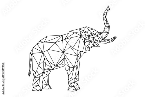 Abstract geometric low-poly elephant illustration, representing strength and elegance