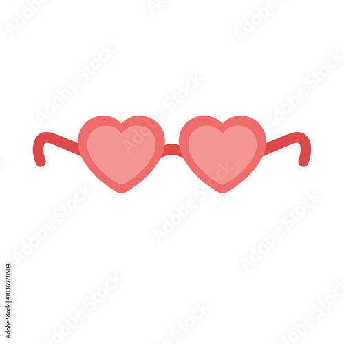 A pair of pink heart-shaped sunglasses with a white background.