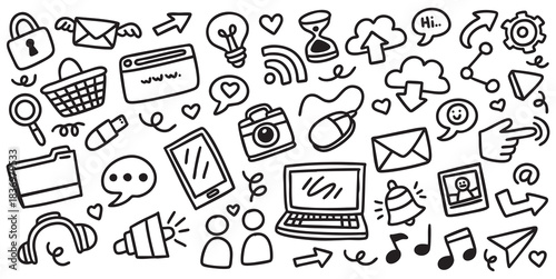 Hand drawn social media element doodle vector illustration
