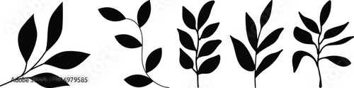 Tropical leaves vector. Set of palm leaves silhouettes isolated on white background. vector set of tropical leaves with a simple silhouette style.Collection of black silhouette tropical leaves 