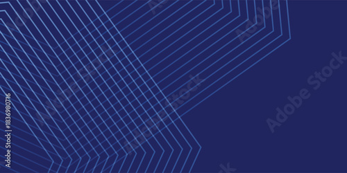 Abstract line blue background with dynamic effect. Motion vector illustration with white line decoration. Trendy dark navy blue gradient.