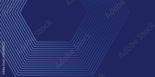 Abstract line blue background with dynamic effect. Motion vector illustration with white line decoration. Trendy dark navy blue gradient.