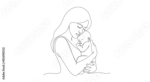 Mother holding newborn baby, love and care