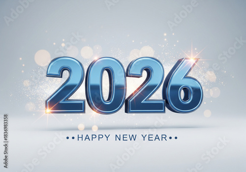 Happy new year 2026 3d text effect