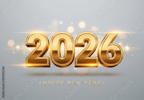 Happy new year 2026 3d text effect