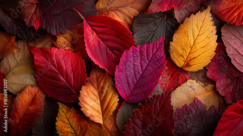 Background group autumn orange leaves.
