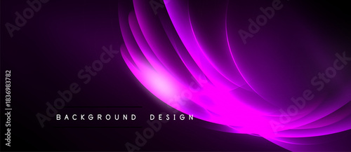 Abstract purple waves, glowing light. Dark background creates dramatic visual effect. Modern design element for digital projects.