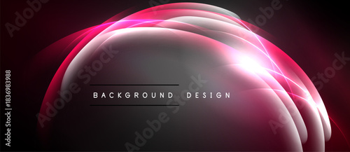 Abstract pink glow, curved lines, dark background. Modern design element, suitable for digital projects, presentations. Brightness creates depth.
