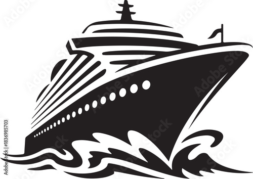 Elegant Cruise Ship Icon Vector Illustration for Travel and Tourism
