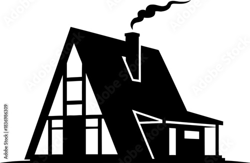 alpine allure timeless aframe house emblem of cozy mountain escapes, isolated on transparent background