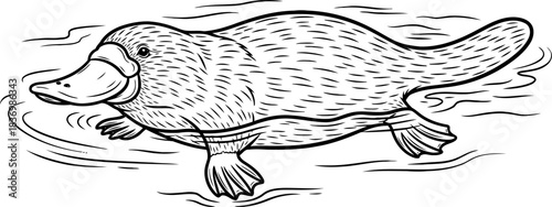 aquatic anomaly australias iconic platypus gliding through its indigenous river habitat, isolated on transparent background