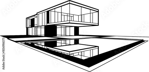 architectural dreamscape bold lines and modern forms redefining luxury living, isolated on transparent background