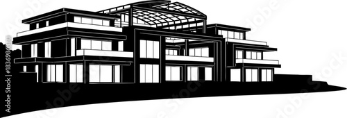 architectural echo modern luxurys silhouette in a vision of contemporary design, isolated on transparent background