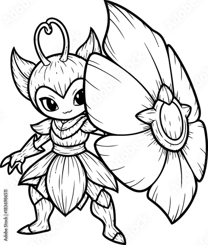 blossom sentinel adorable nature defender embraces courage in the enchanted forest, isolated on transparent background