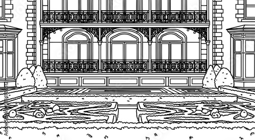 blueprint of legacy classic european design etched into grand architectural form, isolated on transparent background