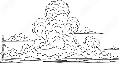 celestial architecture towering visions of ephemeral grandeur in bold outline, isolated on transparent background