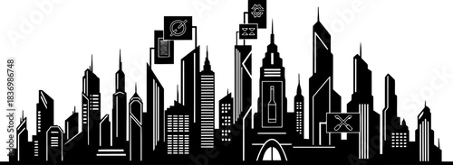 digital pulse of the metropolis a skyline wired for connectivity and commerce, isolated on transparent background