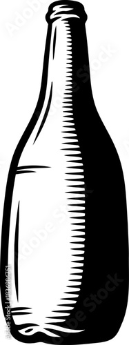 distilled purity graphic bottle illustration, embodying classic style and minimalism, isolated on transparent background