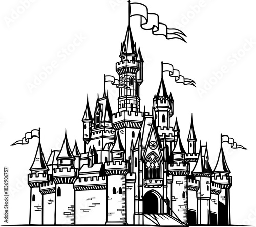 dreamweavers citadel an enchanting gateway to timeless tales and imaginations realm, isolated on transparent background