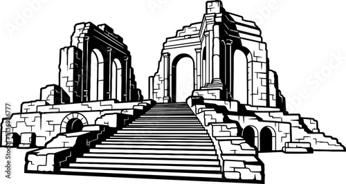 echoes of empire a stairway to forgotten grandeur, isolated on transparent background