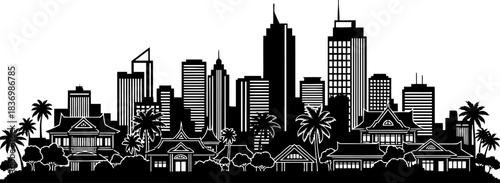 echoes of heritage a tropical metropolis where past and future converge, isolated on transparent background