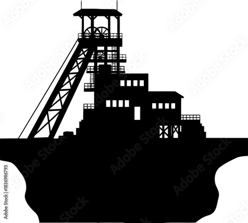 echoes of industry a silhouette of human endeavor unearthing earths hidden power, isolated on transparent background