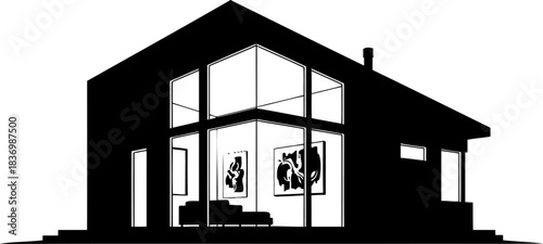 modern echoes architectural artistry illuminated in a contemporary living silhouette, isolated on transparent background