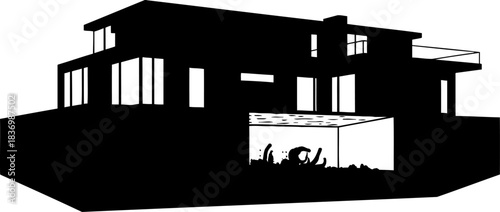 modern sanctuarys foundation built environment interwoven with organic essence, isolated on transparent background