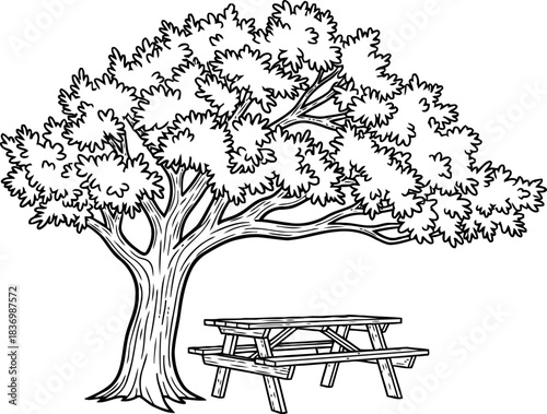 natures canopy an inviting picnic retreat for serene outdoor gatherings, isolated on transparent background