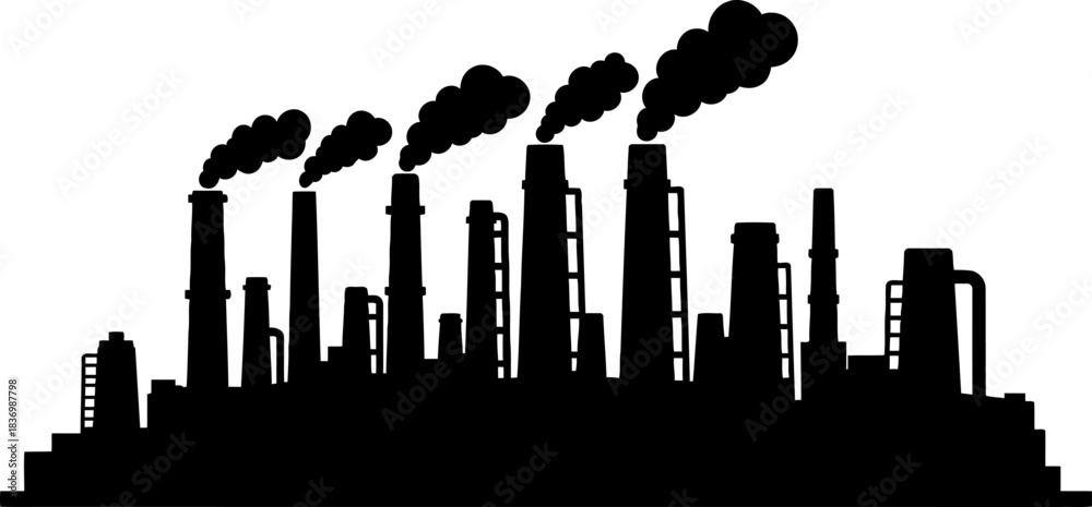 Fototapeta premium progress unveiled the stark silhouette of industry shaping our world, isolated on transparent background