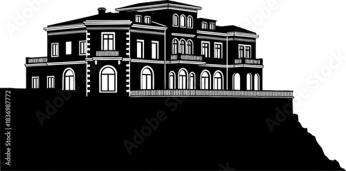 pinnacle of heritage a classic villas timeless grandeur on a cliff, isolated on transparent background